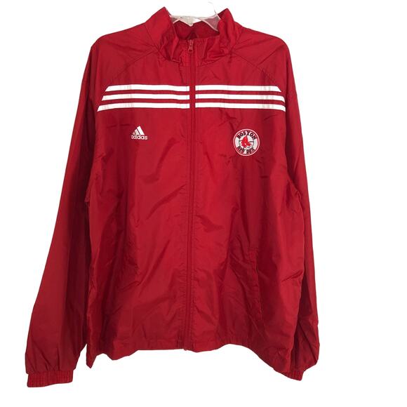 Adidas Men's Windbreaker Jacket Mesh Lined Full Zip Front Red Sox Emblem Size XL - Picture 1 of 6